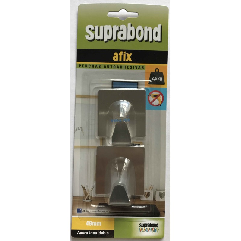 PERCHA AUTOADH. AC. INOX. 49MM X 2U RECT.