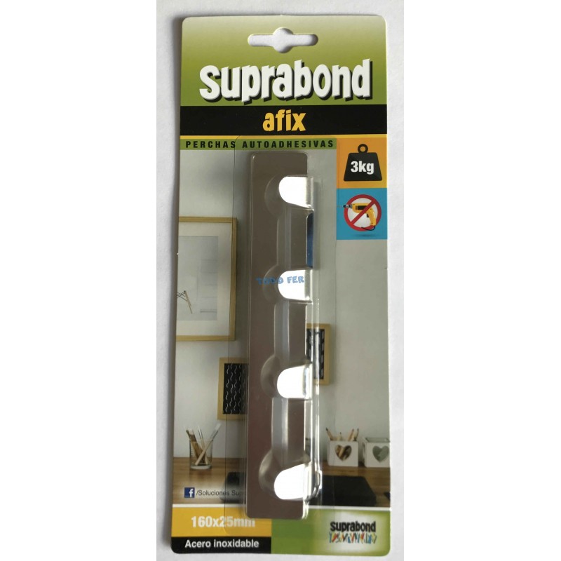 PERCHERO AUTOADH. AC. INOX. 4 GANCHOS