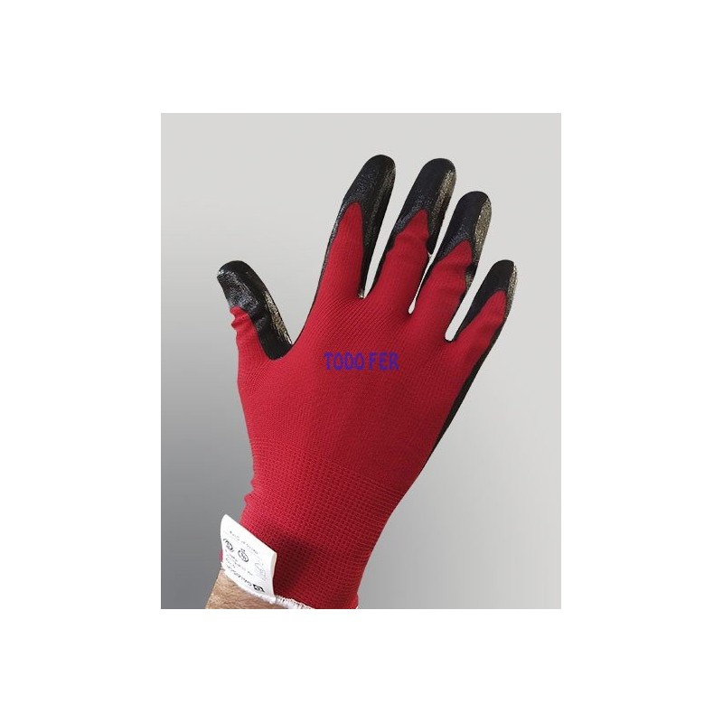 GUANTE G-SOL NITRILO ROJO-NEGRO T. 9 (12 PARES)