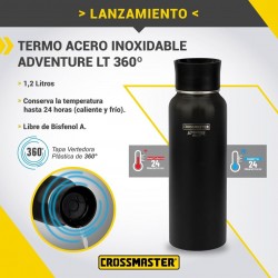 TERMO ACERO INOX CROSS 1,2 LT 24HS 360º