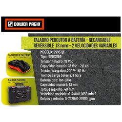 TALADRO DOWEN PERC.13MM  18V FLEX