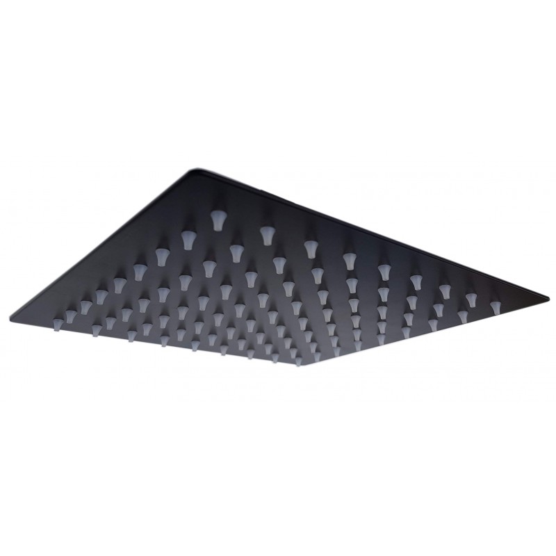 FLOR DUCHA AC.INOX NEGRA CUADRADA 200MM