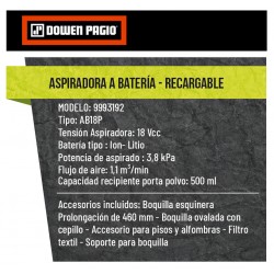 ASPIRADORA DOWEN A BATERIA 18V FLEX S/B