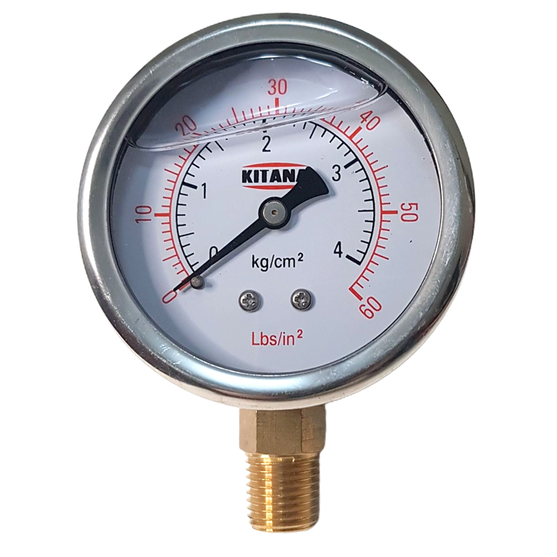 MANOMETRO C/GLICERINA 50MM  60 LBS AC. INOX.