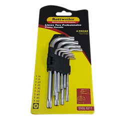 LLAVE TORX ROTT T10-T50 CORTAS (9PZS)