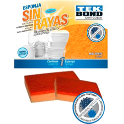 ESPONJA TEK BOND  SIN RAYAS NARANJA VIDRIOS